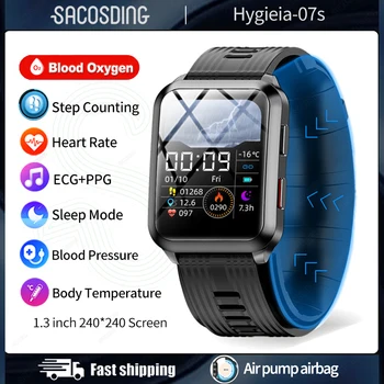 Новые Неинвазивные Мужские Часы с Кислородом В крови, Воздушный Насос, Подушка Безопасности, Точное Измерение Артериального Давления, Bluetooth-вызов, Умные Часы Для Huawei Xiaomi