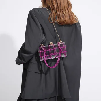 Акриловая Прозрачная Женская сумка через плечо, Летняя трендовая жесткая квадратная сумка, Женская модная индивидуальная сумка для вечеринок, маленькая сумка через плечо 1