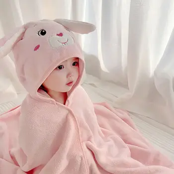 Младенческая мягкая детская накидка с капюшоном из мультфильма, детское банное полотенце, халат из кораллового флиса
