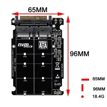 2 В 1 M.2 NVMe SATA U.2 Карта-адаптер PCIe4.0x4 Карта-конвертер M.2 NVME Key M Key B в U.2 SFF8639 для SSD-накопителя 2230/2242/2260/2280 5