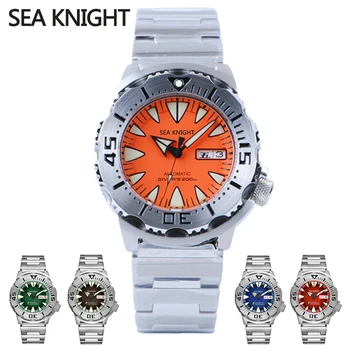 Sea knight V2 Мужские часы для Дайверов 200 м Водонепроницаемый Оранжевый Циферблат Из нержавеющей Стали Сапфировый NH36 Автоматические механические Наручные часы Monster