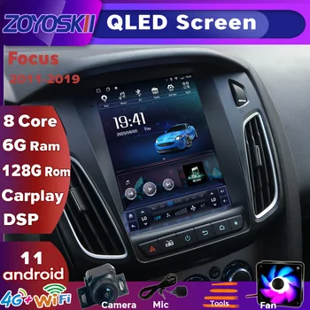 Автомобильный Android для Ford Focus MK3 Радио Carplay Мультимедиа Tesla Экран GPS Навигация Видеоплеер 4G WIFI Mk 3 Салон 2012-2018