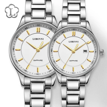 Швейцарские мужские часы люксового бренда LOBINNI, ультратонкие Японские кварцевые часы для пар, Сапфировые водонепроницаемые часы для пар L3005