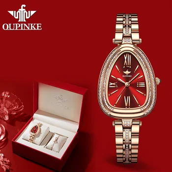 Роскошные часы OUPINKE для женщин, сапфировый кристалл, водонепроницаемые кварцевые часы, лучший бренд, браслет, подарок для девочек, Женские Relogio Feminino