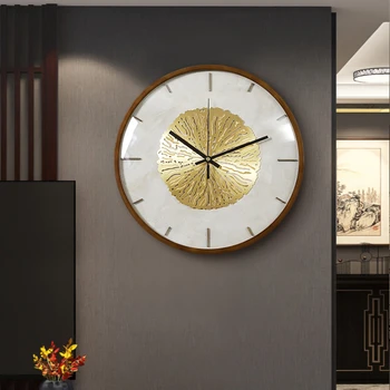 Новые китайские настенные часы из орехового дерева, роскошные настенные часы для гостиной, атмосферные домашние модные часы, современные креативные настенные часы