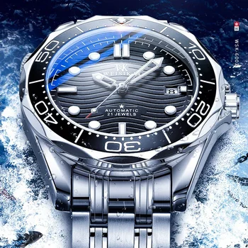 Роскошные брендовые автоматические часы для мужчин, деловые механические наручные часы из нержавеющей стали 316L, Модные светящиеся мужские часы Diver, Новинка