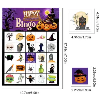 Игры на Хэллоуин для 24 Игроков, Бинго, игровые карточки для 24 игроков, более плотный картон, принадлежности для вечеринок на Хэллоуин 5