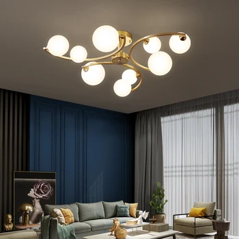 современный стеклянный потолочный светильник в скандинавском стиле, круглый потолочный светильник для гостиной, спальни, столовой, кухни, Дизайнерский светильник