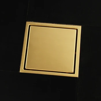 Новое роскошное золото 304, твердая нержавеющая сталь, квадрат 150 x 150 мм, дренаж для пола с защитой от запаха, невидимый золотой слив для душа