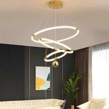 Новая кольцевая светодиодная потолочная люстра для гостиной, спальни, кухни, Дизайн подвесного светильника для отеля, светильник, чувствительный к жестам