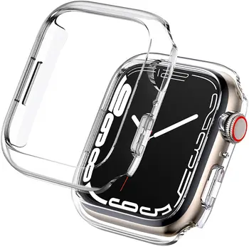Стекло + чехол для Apple Watch Case 45 мм 41 мм 44 мм 40 мм 42 мм 38 мм Бампер Закаленный чехол Защитная пленка для экрана Iwatch Series 8 7 6 SE 5 3