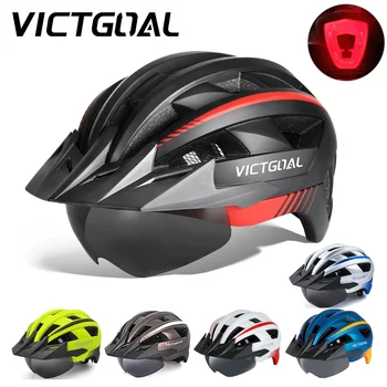VICTGOAL Велосипедный Шлем для Мужчин, Солнцезащитные Очки С Козырьком, Велосипедный Шлем, Светодиодный USB-светильник, Магнитные Линзы, MTB, Дорожные Гоночные Велосипедные Шлемы, Безопасность