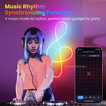 Светодиодная Неоновая лента, Tuya Smart WiFi Водонепроницаемая Гибкая Режущая RGB-лента с музыкальным Ритмом, Работающая с Alexa, Google Home 4