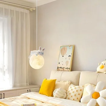 Прикроватная подвесная лампа с кроликом, современная и простая прикроватная лампа в скандинавском стиле для спальни, теплая и романтичная лампа для детской комнаты, лампа с медведем