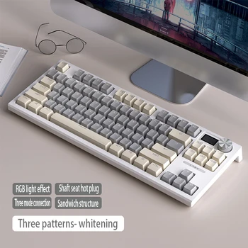 Механическая клавиатура LT84 с 84 клавишами RGB с возможностью горячей замены, трехрежимная проводная ручка управления механической игровой клавиатурой Type-C 2,4 G/BT5.0.