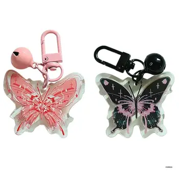 Y2k Подвеска с бабочками в виде сердца для девочек, разноцветные колокольчики, брелок из бисера, милая автомобильная сумка, аксессуар, подвеска для телефона