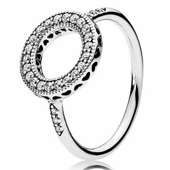 Сердечки Halo с хрустальным кольцом, кольцо из стерлингового серебра 925 пробы для женщин, подарок на свадьбу, Европа, изысканные ювелирные изделия 1
