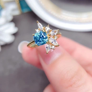 MeiBaPJ Кольцо с бриллиантом в виде Голубого Муассанита в форме Сердца из Стерлингового Серебра 925 пробы, изысканные Свадебные украшения
