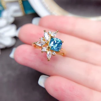 MeiBaPJ Кольцо с бриллиантом в виде Голубого Муассанита в форме Сердца из Стерлингового Серебра 925 пробы, изысканные Свадебные украшения 2