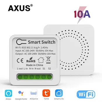 AXUS 10A Wifi Мини Умный Переключатель Беспроводной DIY Выключатели Света 2 Способа Управления Умный Дом Tuya Smart Life Alexa Alice Google Home