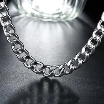 Стерлинговое серебро 925 пробы классическая индивидуальность 10 мм властное мужское ожерелье 24 дюйма Модные вечерние Свадебные аксессуары Ювелирные изделия подарок