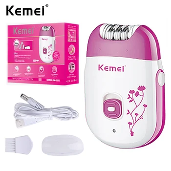 Kemei 6203 Мощный Электрический Эпилятор Для женщин, аппарат для удаления волос на лице, теле, бикини, Подмышках, Ногах, Перезаряжаемый