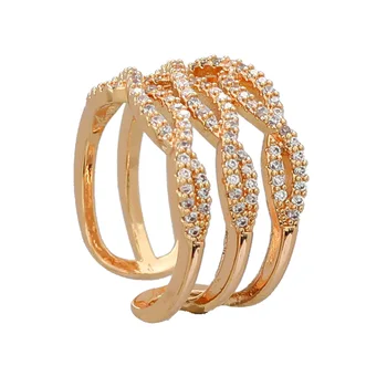 Инкрустированное медью кольцо с кубическим цирконием, многослойное Кольцо, Открывающееся Регулируемое кольцо, Подарок для женщин