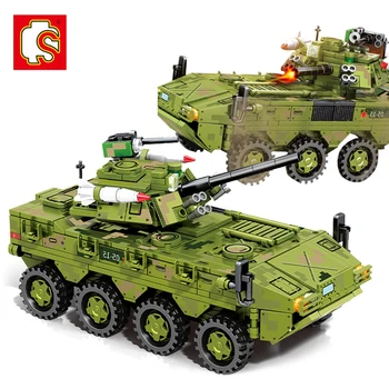 SEMBO 455 шт. Военная колесная боевая машина пехоты ZBL-09, строительные блоки, фигурки армейских солдат, развивающие игрушки 