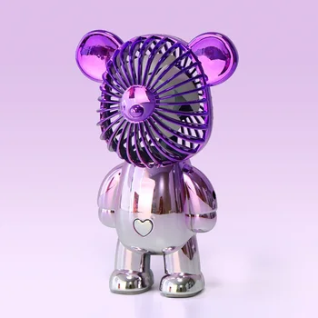 Электрический вентилятор с мультяшным медведем, беспроводной USB 5 В, Ручной мини-карманный перезаряжаемый Портативный домашний настольный Детский охладитель воздуха, тихий