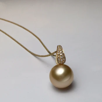 Sinya 12 мм southsea золотой жемчуг ювелирный набор инкрустация настоящими бриллиантами высокого блеска ожерелье серьги кольцо набор лучший подарок для любимой мамы 1