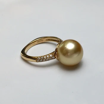 Sinya 12 мм southsea золотой жемчуг ювелирный набор инкрустация настоящими бриллиантами высокого блеска ожерелье серьги кольцо набор лучший подарок для любимой мамы 2