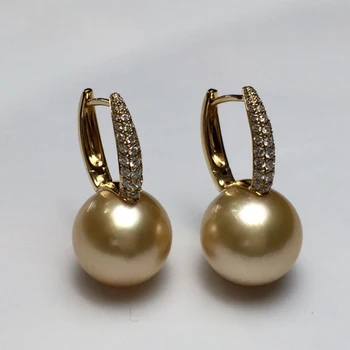 Sinya 12 мм southsea золотой жемчуг ювелирный набор инкрустация настоящими бриллиантами высокого блеска ожерелье серьги кольцо набор лучший подарок для любимой мамы 4