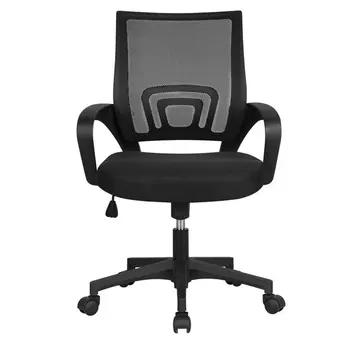 Офисное кресло Mart с регулируемой средней спинкой, сетчатое, поворотное, с подлокотниками, черное