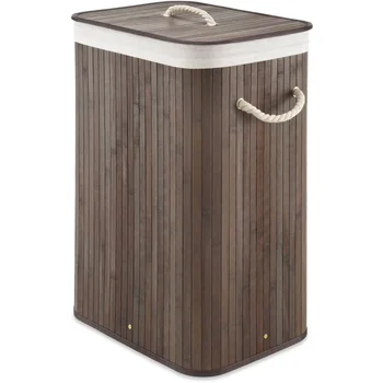 Прямоугольная бамбуковая корзина для белья Whitmor, коричневая корзина для хранения