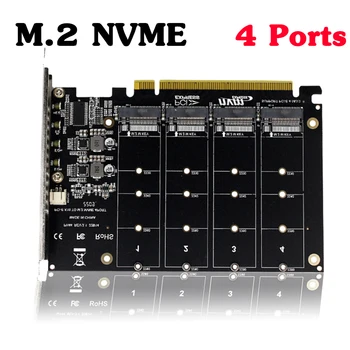 4 Порта Адаптер NVME к PCIE M.2 Адаптер NVME к PCIe X16 4x32 Гбит/с M Key Конвертер жесткого диска Считыватель Карт Расширения для ПК