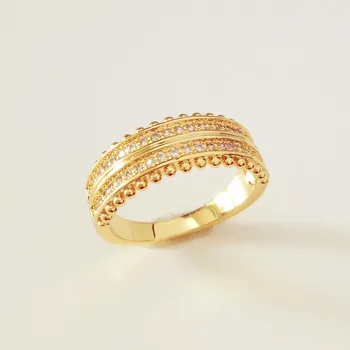 Прозрачный Кубический камень, Роскошные дизайнерские кольца, Дизайн для Леди, Новые модные Свадебные украшения из желтого золота для женщин