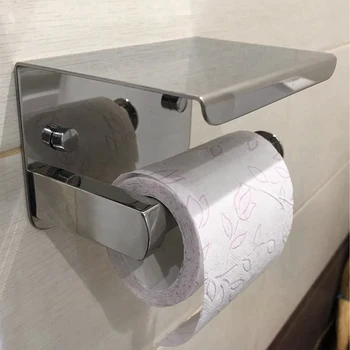 Держатель туалетной бумаги из нержавеющей стали 4X SUS 304 с полкой для телефона, держатель салфеток для ванной комнаты, держатель рулона туалетной бумаги 2