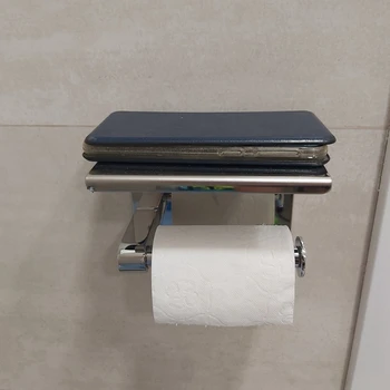 Держатель туалетной бумаги из нержавеющей стали 4X SUS 304 с полкой для телефона, держатель салфеток для ванной комнаты, держатель рулона туалетной бумаги 4