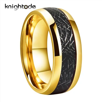 кольцо из карбида вольфрама с высокой Полировкой 6 мм Для Мужчин И Женщин, обручальное кольцо, черная Метеоритная инкрустация, купол, Комфортная посадка