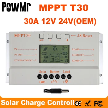 MPPT 30A Солнечный контроллер заряда 5V USB зарядное устройство 12V 24V Автоматическая Солнечная панель ЖК-регулятор заряда MPPT 30Amps Фотоэлектрическая система