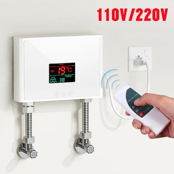 Мгновенный водонагреватель 110 В/220 В, Ванная Комната, Кухня, Настенный Электрический водонагреватель, ЖК-дисплей температуры с дистанционным управлением 0