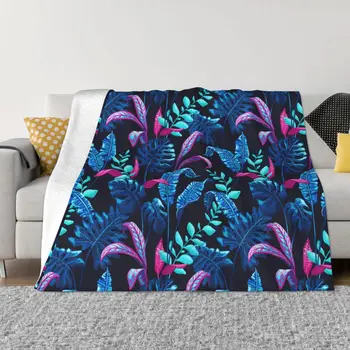 Одеяла с листьями в Гавайском стиле, плюш из кораллового флиса, Летнее дышащее супер мягкое одеяло для постельного белья, Плюшевое тонкое одеяло для дивана