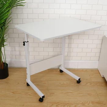 1 шт. столик для ноутбука, складной передвижной прикроватный столик, многофункциональная подставка для ноутбука, подъемный приставной столик для домашней комнаты (60x40 белый)