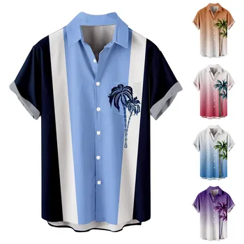 Мужская одежда, Стереоскопические Повседневные рубашки с искусным Рисунком, Рубашка с короткими рукавами и принтом Для мужчин, Летняя одежда для мужчин