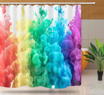 Современная абстрактная занавеска для душа, 3D разноцветные полосы, Декор для занавески для душа, Водонепроницаемые полиэфирные экологически чистые занавески для ванной комнаты
