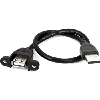 60 см USB 2.0 от мужчины к женщине, крепление на панель, Крепежный винт, замок, удлинительный кабель, удлинительный кабель для шасси USB