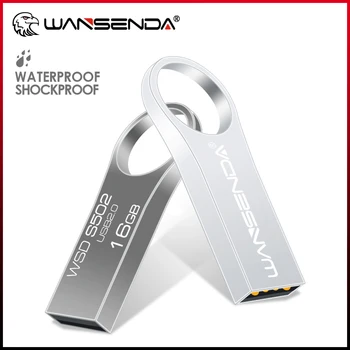 Брелок для ключей WANSENDA USB Флэш-Накопитель 128 ГБ Металлическая Ручка-Накопитель 8 ГБ 16 ГБ 32 ГБ 64 ГБ Флешка Портативная Карта Памяти 2.0 Флэш-накопитель