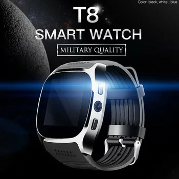 Новые смарт-часы T8 Bluetooth с камерой, телефон Mate, SIM-карта, шагомер, водонепроницаемые часы для Android IOS, умные часы