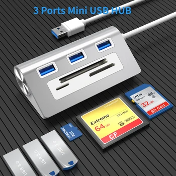 3 Порта Mini USB HUB Устройство чтения карт памяти USB 3.0 Концентратор с устройством чтения карт TF/SD Multi USB Splitter Usb Card Reader для Windows Mac