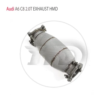 Выпускная система HMD из нержавеющей Стали с Высокой Производительностью Потока, Водосточная Труба для Audi A6 A7 C8 2,0T Без Каталитической Гоночной Испытательной трубы 0